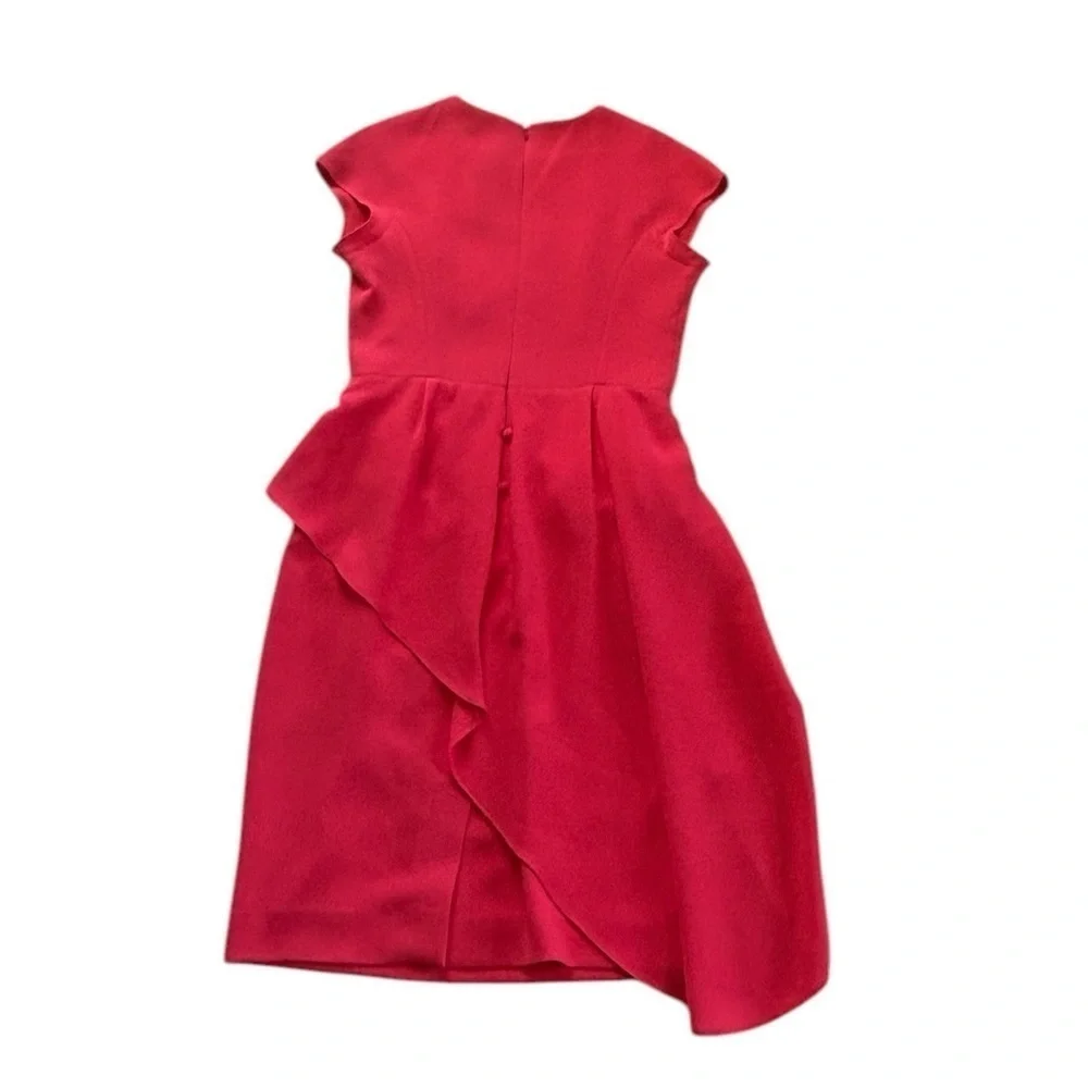 Rickie Freeman Terri Jon size 8 Cap Sleeve Asymmetric Peplum Cocktail Dress Pink